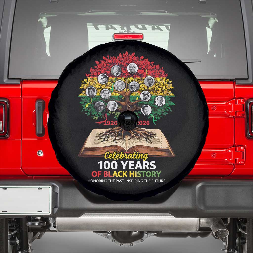 Celebrating 100 Years Of Black History Honoring The Past Inspiring The Future Spare Tire Cover Black Leaders TS11 Black Print Your Wear