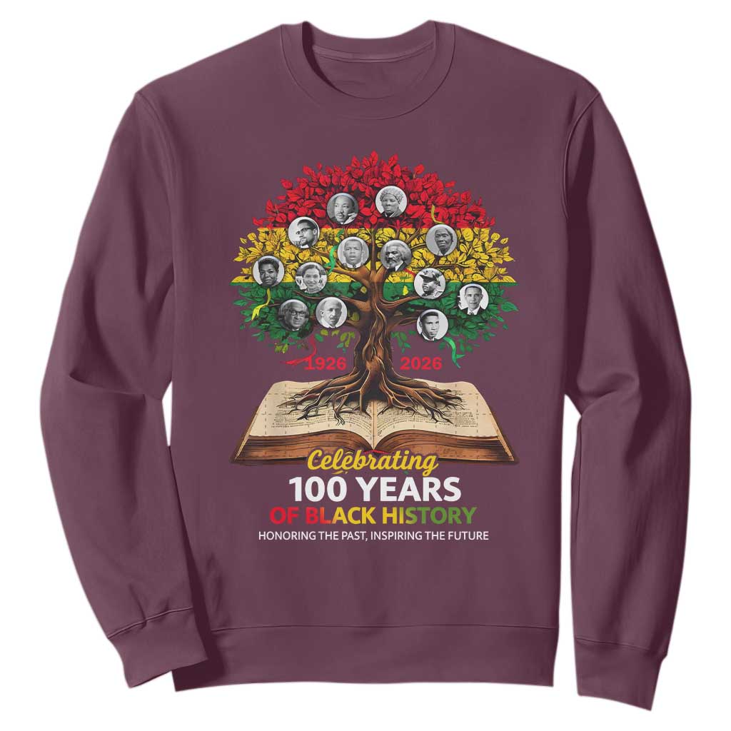 Celebrating 100 Years Of Black History Honoring The Past Inspiring The Future Sweatshirt Black Leaders TS11 Maroon Print Your Wear