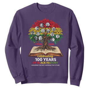 Celebrating 100 Years Of Black History Honoring The Past Inspiring The Future Sweatshirt Black Leaders TS11 Purple Print Your Wear