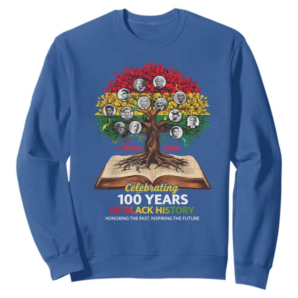 Celebrating 100 Years Of Black History Honoring The Past Inspiring The Future Sweatshirt Black Leaders TS11 Royal Blue Print Your Wear