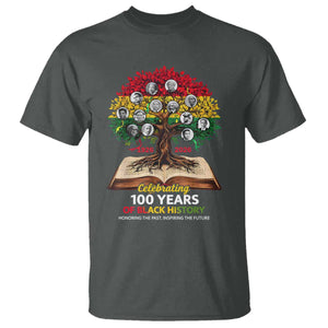 Celebrating 100 Years Of Black History Honoring The Past Inspiring The Future T Shirt Black Leaders TS11 Dark Heather Print Your Wear