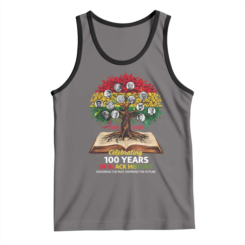 Celebrating 100 Years Of Black History Honoring The Past Inspiring The Future Tank Top Black Leaders TS11 Deep Heather Black Print Your Wear