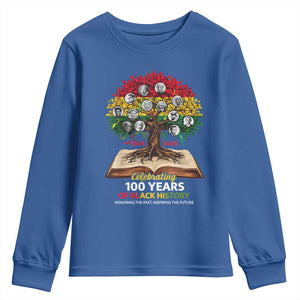 Celebrating 100 Years Of Black History Honoring The Past Inspiring The Future Youth Sweatshirt Black Leaders TS11 Royal Blue Print Your Wear