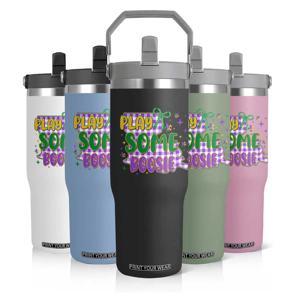 Play Some Boosie Mardi Gras Flip Straw Tumbler Funny Fat Tuesday Coquette Louisiana Carnival TS11 Print Your Wear