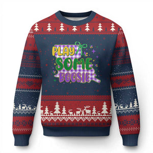 Play Some Boosie Mardi Gras Ugly Christmas Sweater Funny Fat Tuesday Coquette Louisiana Carnival TS11 Navy Red Print Your Wear