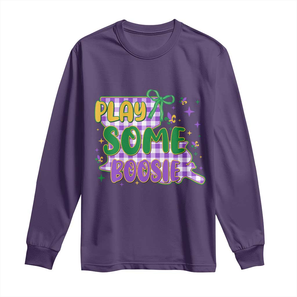 Play Some Boosie Mardi Gras Long Sleeve Shirt Funny Fat Tuesday Coquette Louisiana Carnival TS11 Purple Print Your Wear