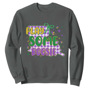 Play Some Boosie Mardi Gras Sweatshirt Funny Fat Tuesday Coquette Louisiana Carnival TS11 Dark Heather Print Your Wear