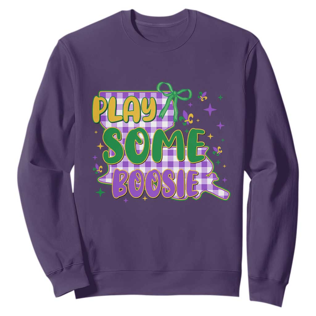 Play Some Boosie Mardi Gras Sweatshirt Funny Fat Tuesday Coquette Louisiana Carnival TS11 Purple Print Your Wear