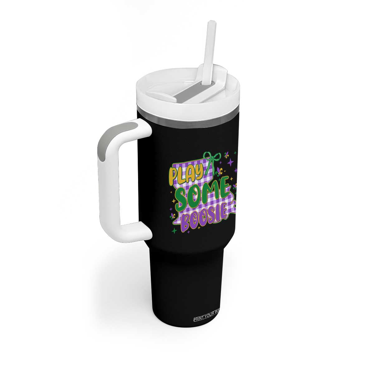 Play Some Boosie Mardi Gras Tumbler With Handle Funny Fat Tuesday Coquette Louisiana Carnival TS11 Print Your Wear
