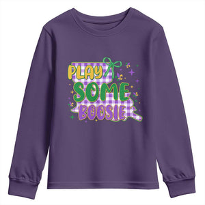 Play Some Boosie Mardi Gras Youth Sweatshirt Funny Fat Tuesday Coquette Louisiana Carnival TS11 Purple Print Your Wear