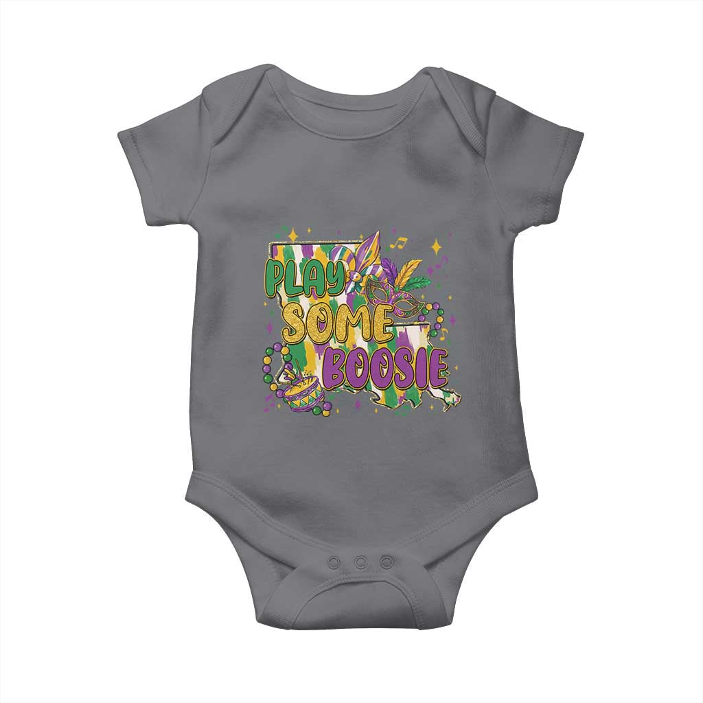 Play Some Boosie Mardi Gras Baby Onesie Funny Louisiana New Orleans Carnival TS11 Charcoal Print Your Wear