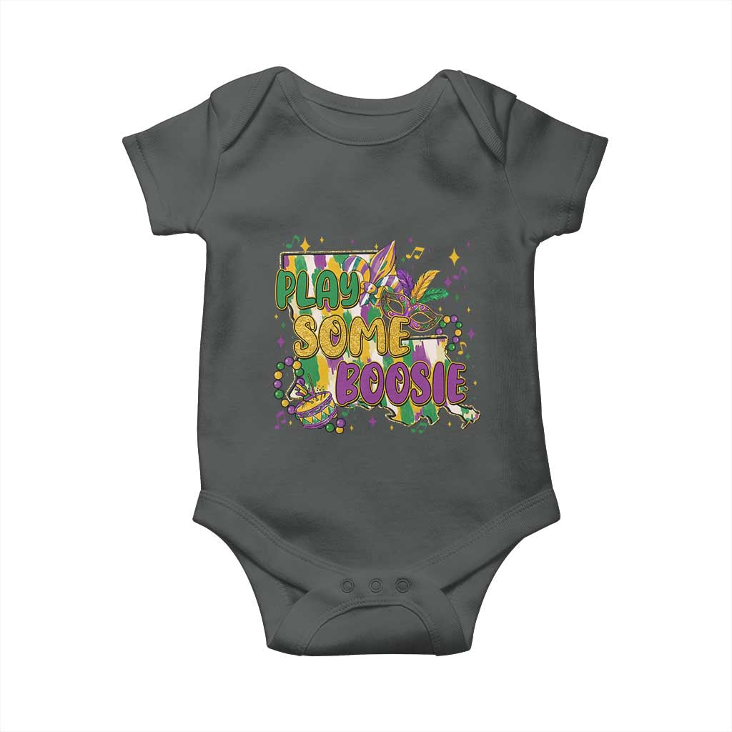 Play Some Boosie Mardi Gras Baby Onesie Funny Louisiana New Orleans Carnival TS11 Dark Heather Print Your Wear