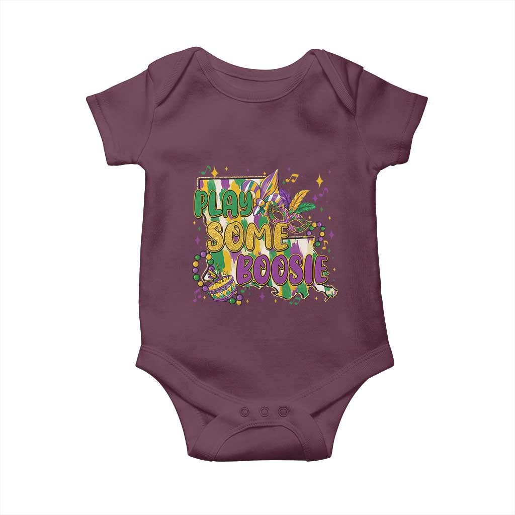 Play Some Boosie Mardi Gras Baby Onesie Funny Louisiana New Orleans Carnival TS11 Maroon Print Your Wear