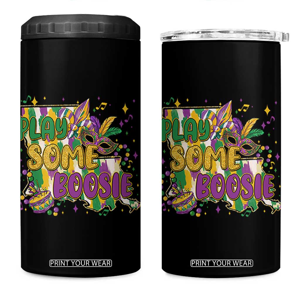Play Some Boosie Mardi Gras 4 in 1 Can Cooler Tumbler Funny Louisiana New Orleans Carnival TS11 One Size: 16 oz Black Print Your Wear