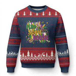 Play Some Boosie Mardi Gras Ugly Christmas Sweater Funny Louisiana New Orleans Carnival TS11 Navy Red Print Your Wear