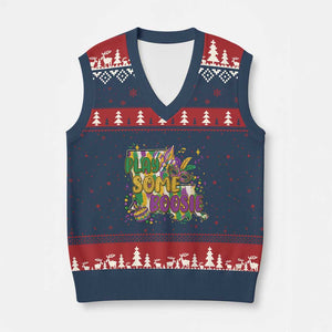Play Some Boosie Mardi Gras V-Neck Knit Sweater Vest Funny Louisiana New Orleans Carnival TS11 Navy Red Print Your Wear