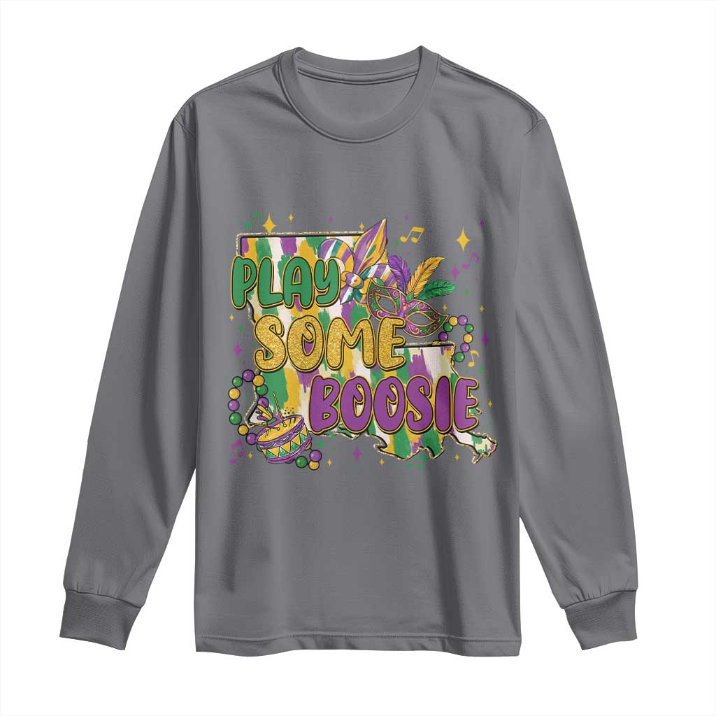 Play Some Boosie Mardi Gras Long Sleeve Shirt Funny Louisiana New Orleans Carnival TS11 Charcoal Print Your Wear