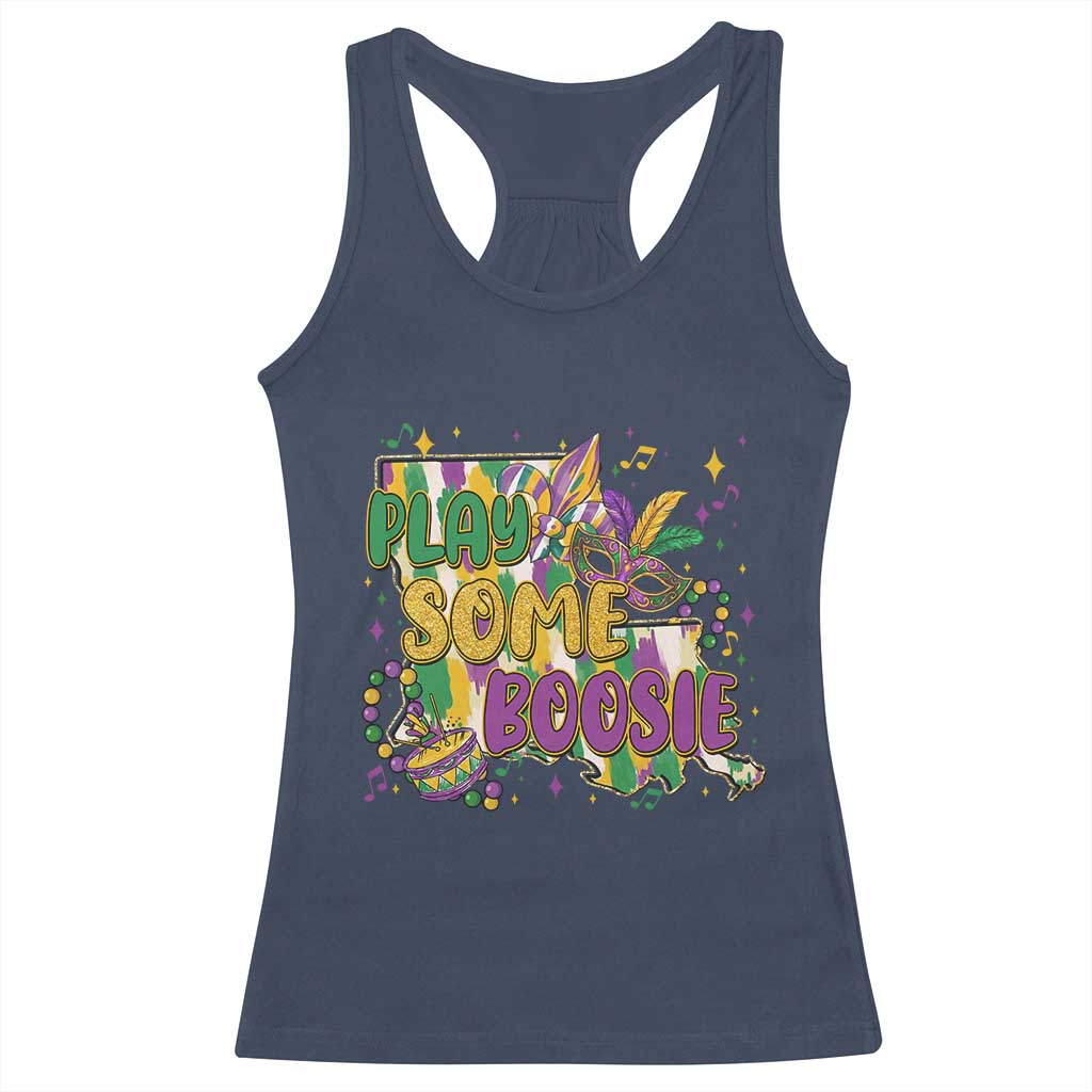 Play Some Boosie Mardi Gras Racerback Tank Top Funny Louisiana New Orleans Carnival TS11 Navy Print Your Wear