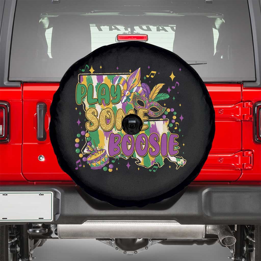 Play Some Boosie Mardi Gras Spare Tire Cover Funny Louisiana New Orleans Carnival TS11 Black Print Your Wear