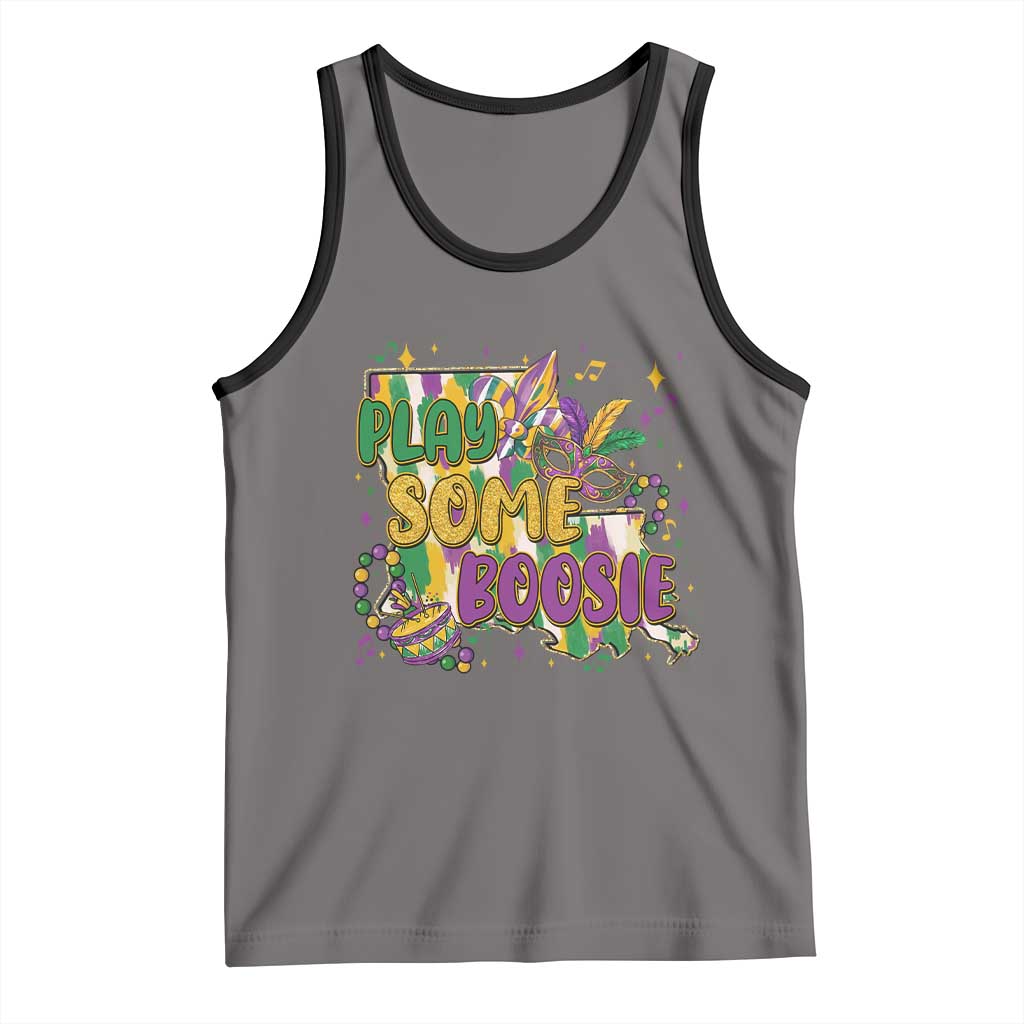 Play Some Boosie Mardi Gras Tank Top Funny Louisiana New Orleans Carnival TS11 Deep Heather Black Print Your Wear