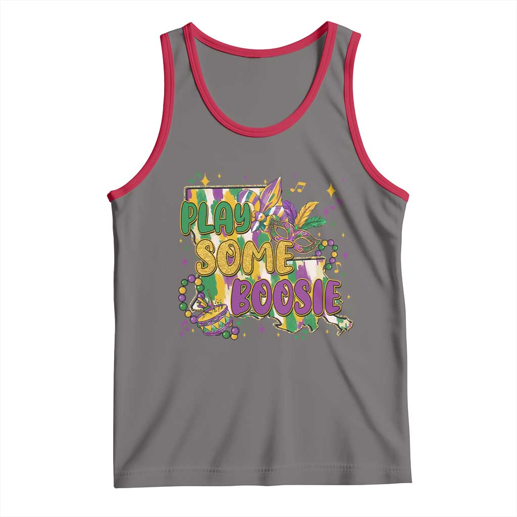 Play Some Boosie Mardi Gras Tank Top Funny Louisiana New Orleans Carnival TS11 Deep Heather Red Print Your Wear