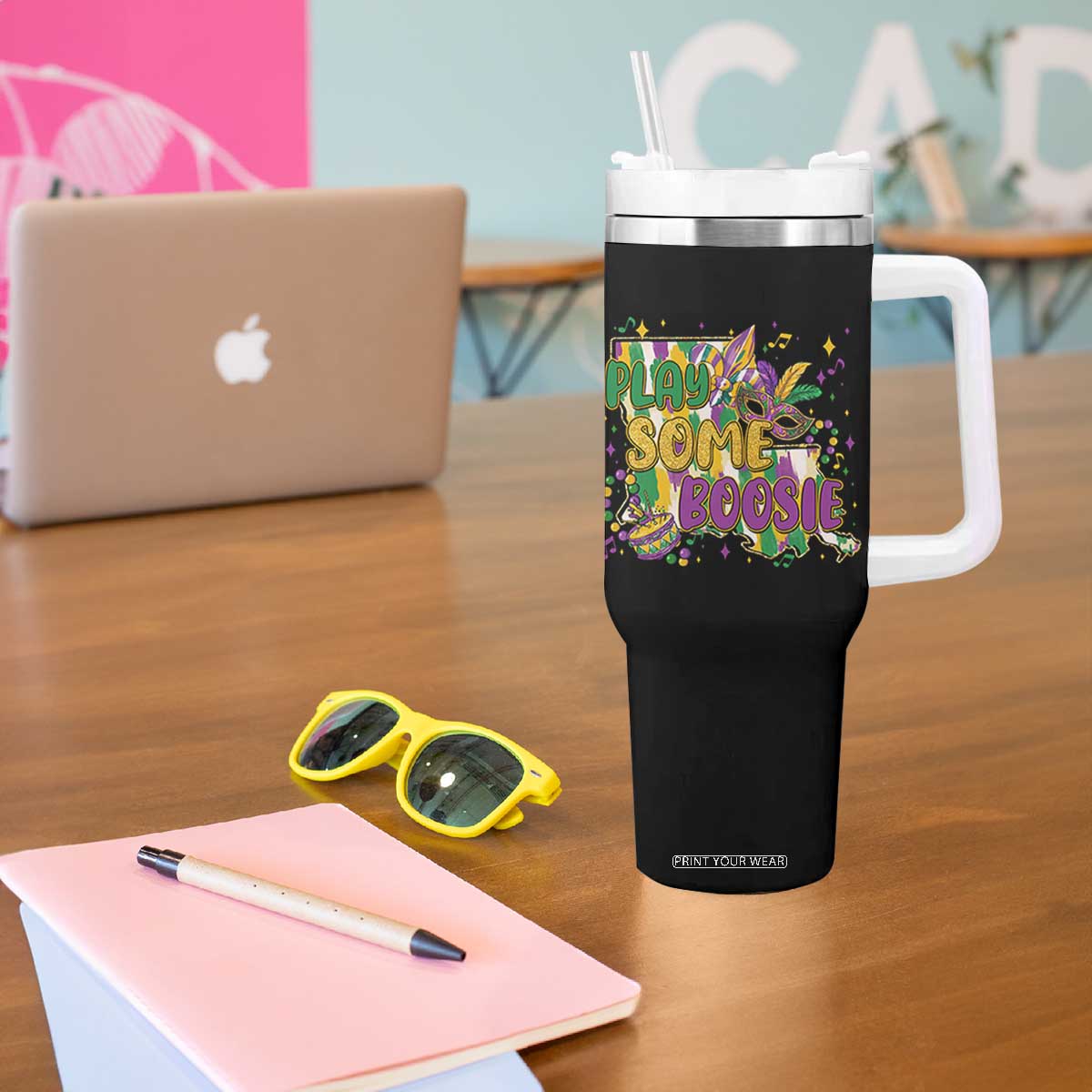 Play Some Boosie Mardi Gras Tumbler With Handle Funny Louisiana New Orleans Carnival TS11 Print Your Wear