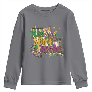 Play Some Boosie Mardi Gras Youth Sweatshirt Funny Louisiana New Orleans Carnival TS11 Charcoal Print Your Wear