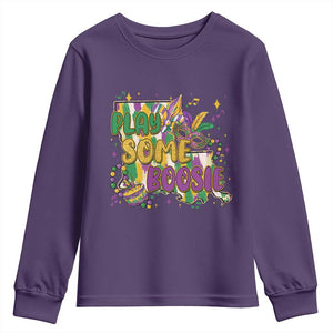 Play Some Boosie Mardi Gras Youth Sweatshirt Funny Louisiana New Orleans Carnival TS11 Purple Print Your Wear