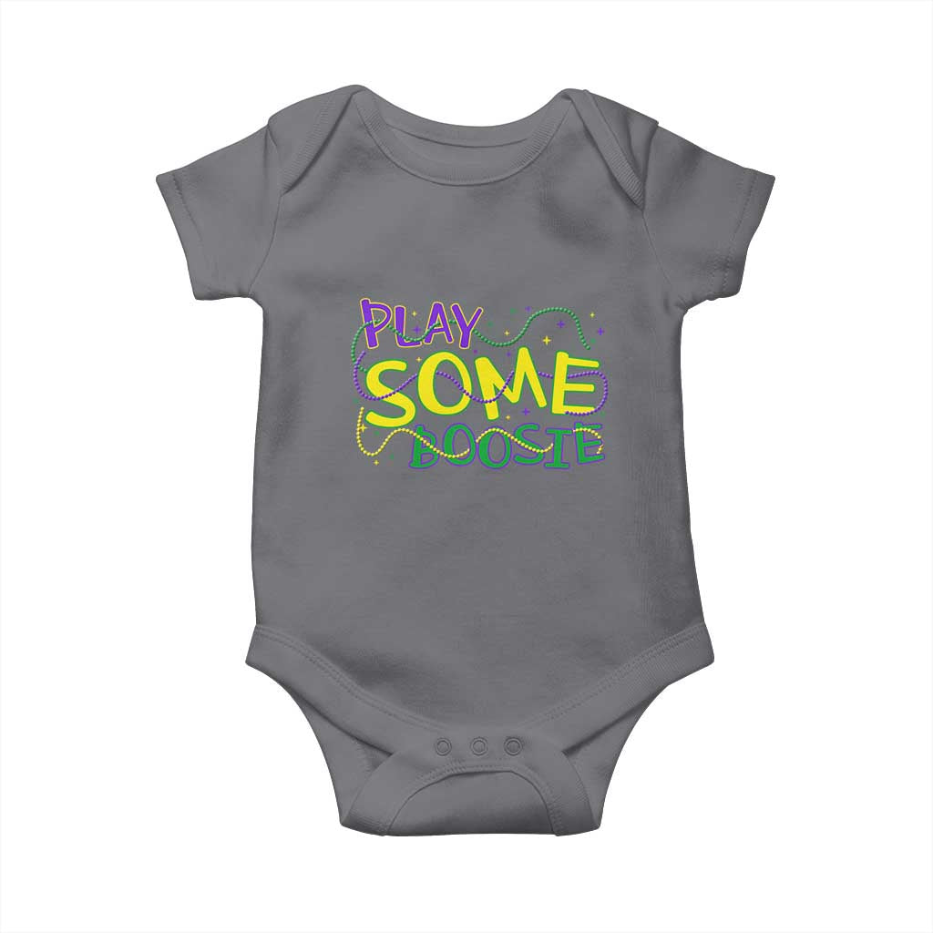 Funny Play Some Boosie Mardi Gras Baby Onesie Beads Carnival Louisiana TS11 Charcoal Print Your Wear