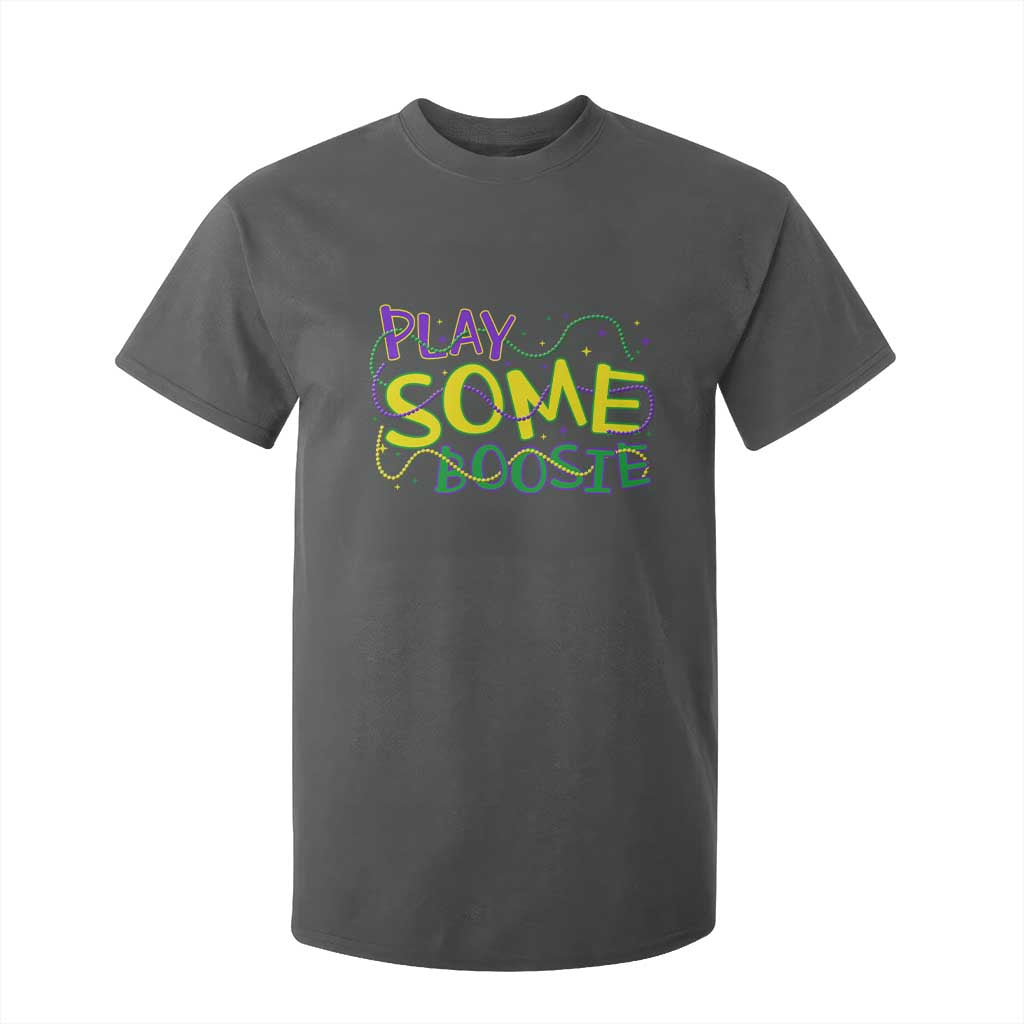 Funny Play Some Boosie Mardi Gras T Shirt For Kid Beads Carnival Louisiana TS11 Dark Heather Print Your Wear
