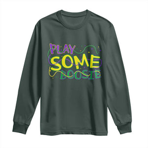 Funny Play Some Boosie Mardi Gras Long Sleeve Shirt Beads Carnival Louisiana TS11 Dark Forest Green Print Your Wear