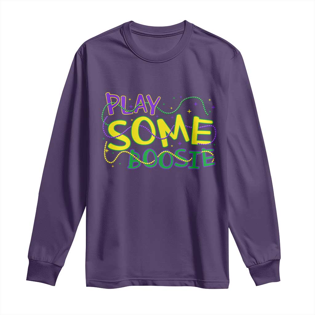 Funny Play Some Boosie Mardi Gras Long Sleeve Shirt Beads Carnival Louisiana TS11 Purple Print Your Wear