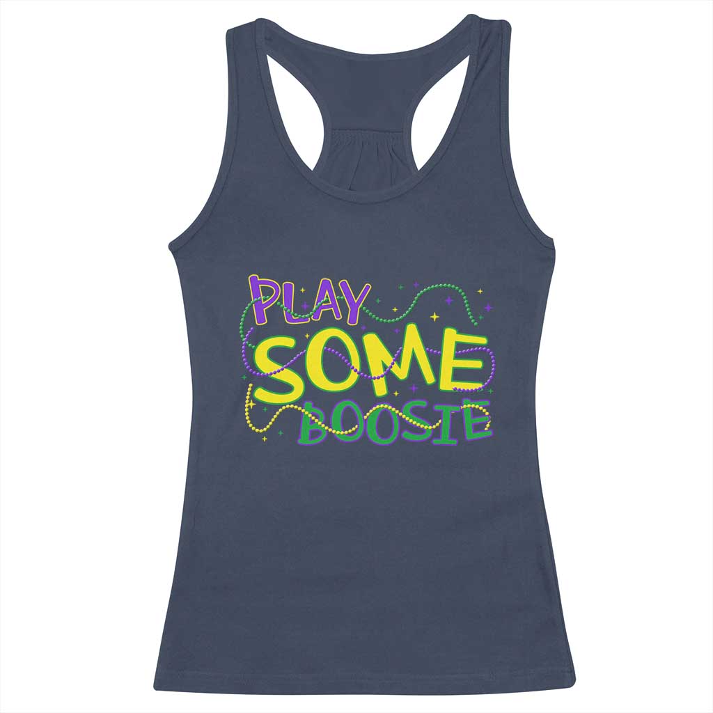 Funny Play Some Boosie Mardi Gras Racerback Tank Top Beads Carnival Louisiana TS11 Navy Print Your Wear