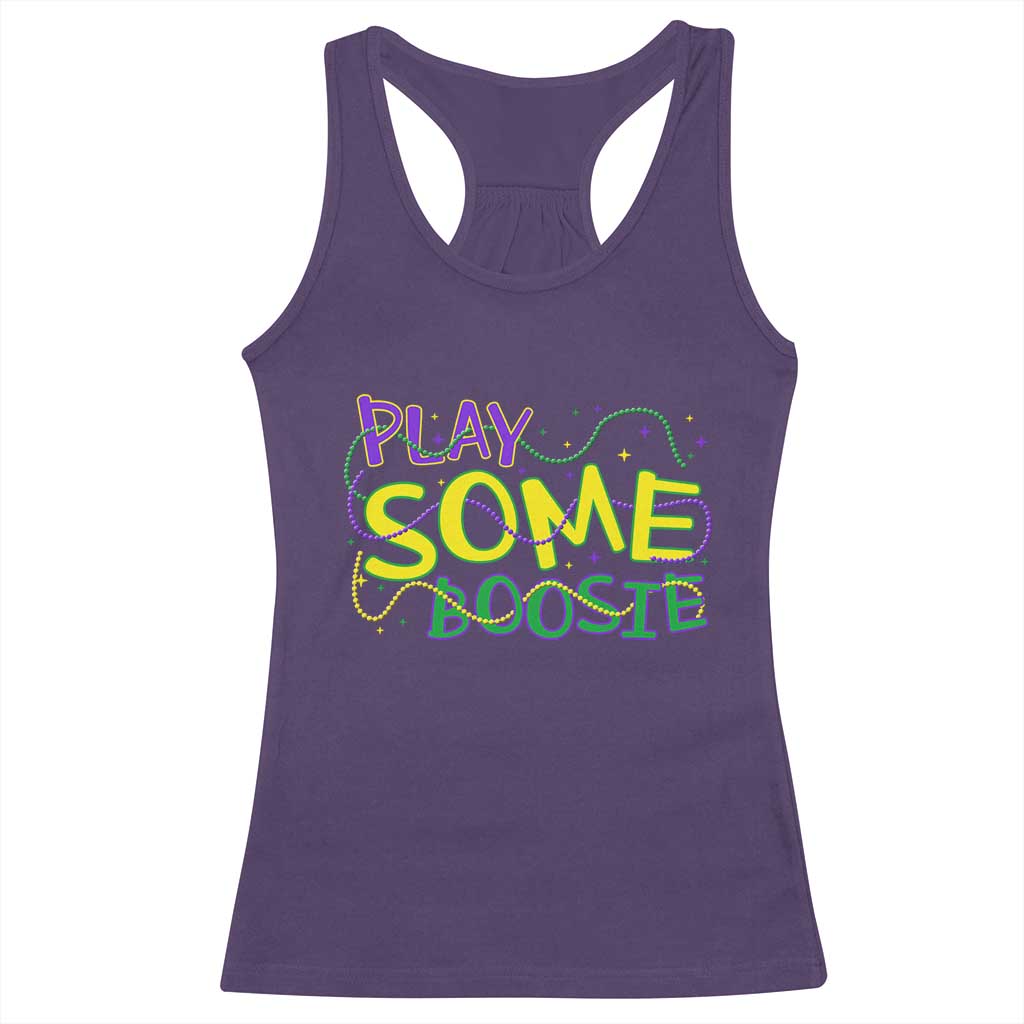 Funny Play Some Boosie Mardi Gras Racerback Tank Top Beads Carnival Louisiana TS11 Purple Print Your Wear