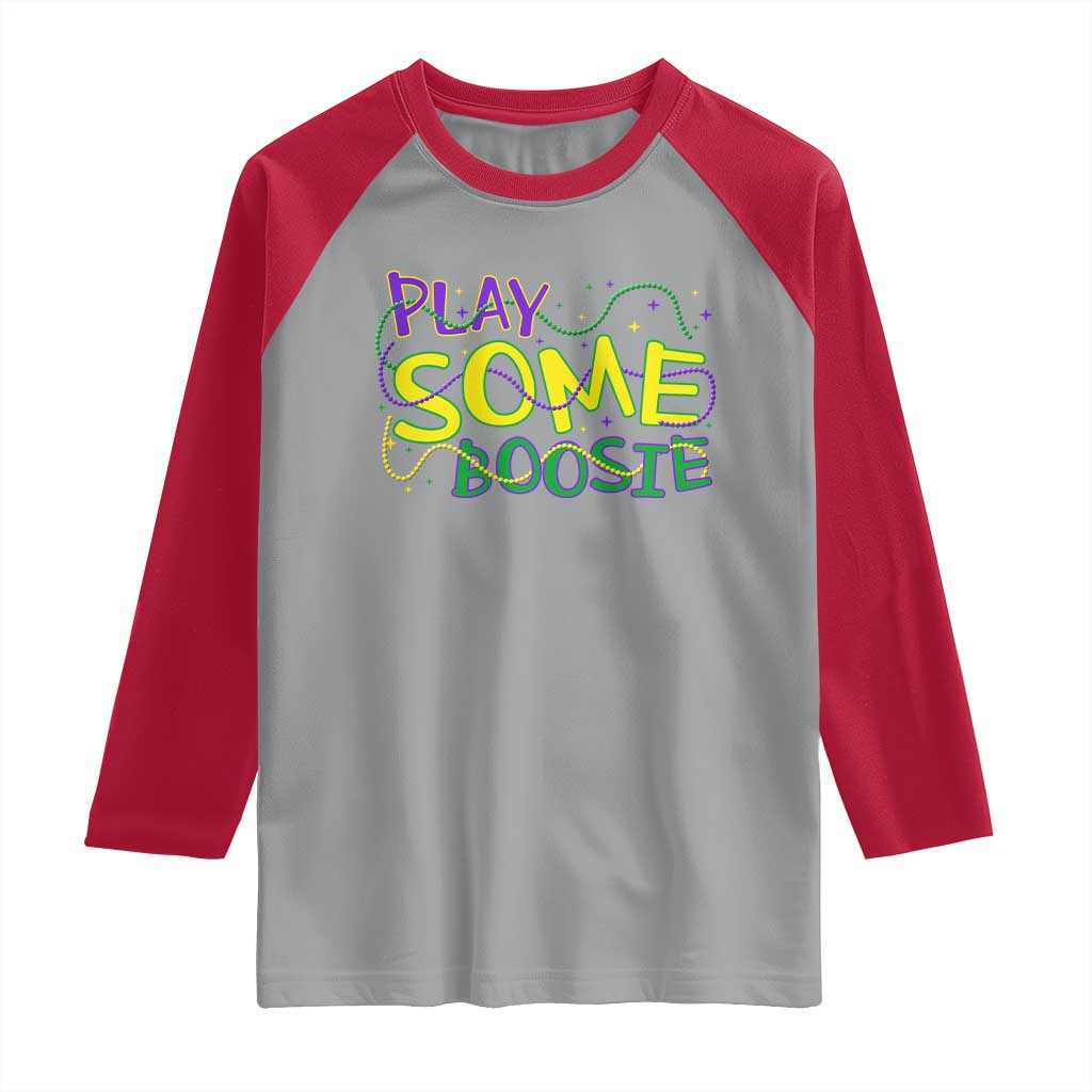 Funny Play Some Boosie Mardi Gras Raglan Shirt Beads Carnival Louisiana TS11 Sport Gray Red Print Your Wear