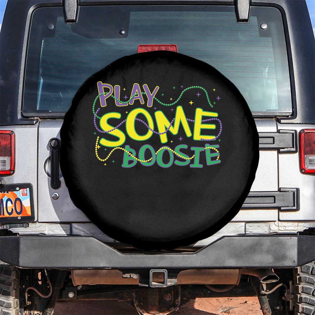 Funny Play Some Boosie Mardi Gras Spare Tire Cover Beads Carnival Louisiana TS11 No hole Black Print Your Wear
