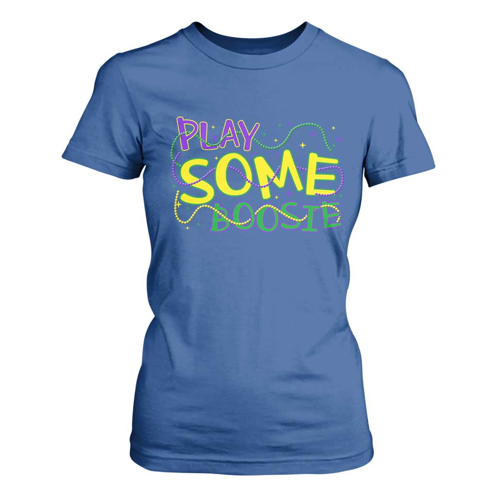 Funny Play Some Boosie Mardi Gras T Shirt For Women Beads Carnival Louisiana TS11 Royal Blue Print Your Wear