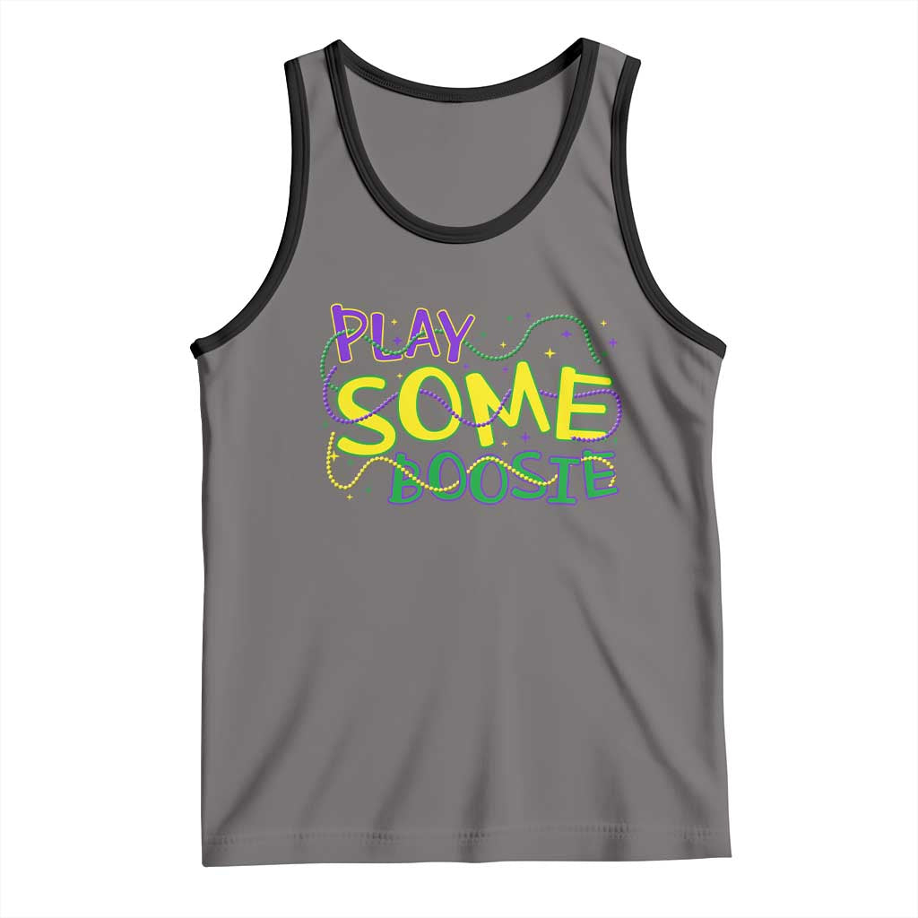 Funny Play Some Boosie Mardi Gras Tank Top Beads Carnival Louisiana TS11 Deep Heather Black Print Your Wear