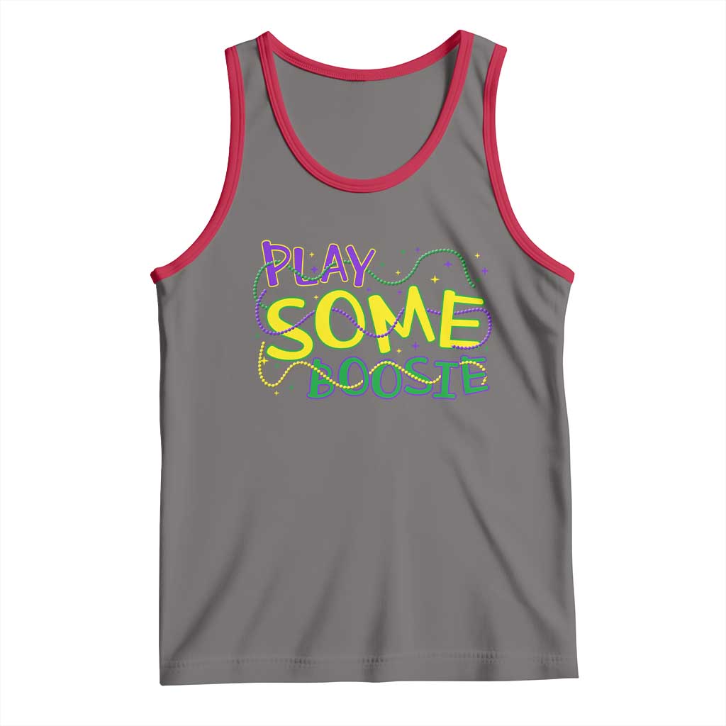 Funny Play Some Boosie Mardi Gras Tank Top Beads Carnival Louisiana TS11 Deep Heather Red Print Your Wear