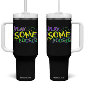 Funny Play Some Boosie Mardi Gras Tumbler With Handle Beads Carnival Louisiana TS11 One Size: 40 oz Black Print Your Wear