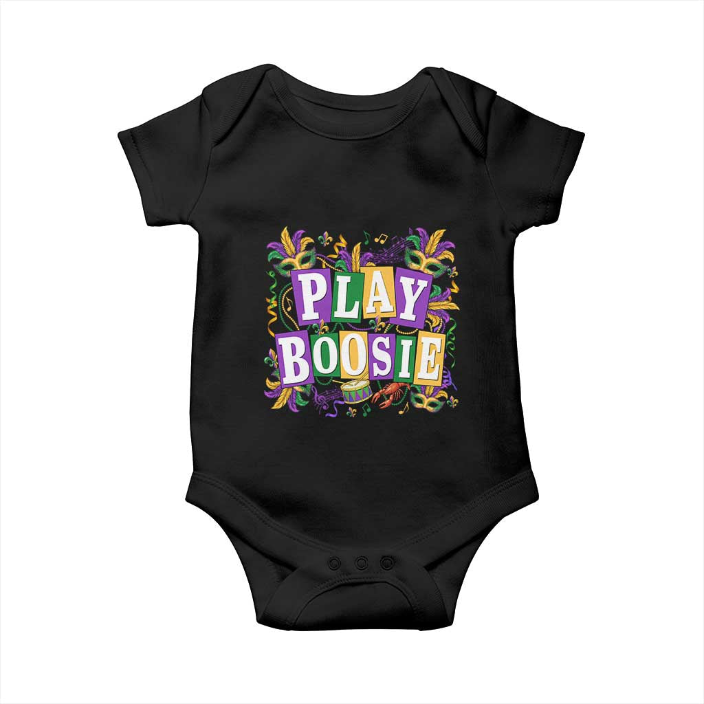 Funny Play Boosie Mardi Gras Baby Onesie Fat Tuesday Carnival Fleur De Lis Music TS11 Black Print Your Wear