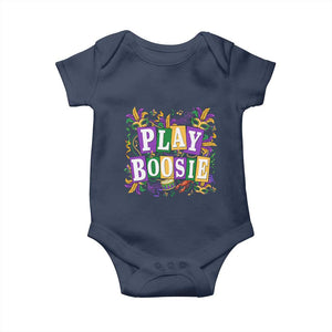 Funny Play Boosie Mardi Gras Baby Onesie Fat Tuesday Carnival Fleur De Lis Music TS11 Navy Print Your Wear