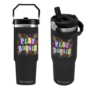 Funny Play Boosie Mardi Gras Flip Straw Tumbler Fat Tuesday Carnival Fleur De Lis Music TS11 One Size: 30 oz Black Print Your Wear