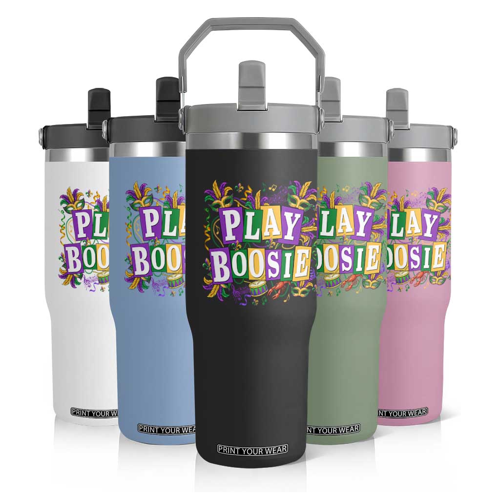 Funny Play Boosie Mardi Gras Flip Straw Tumbler Fat Tuesday Carnival Fleur De Lis Music TS11 Print Your Wear