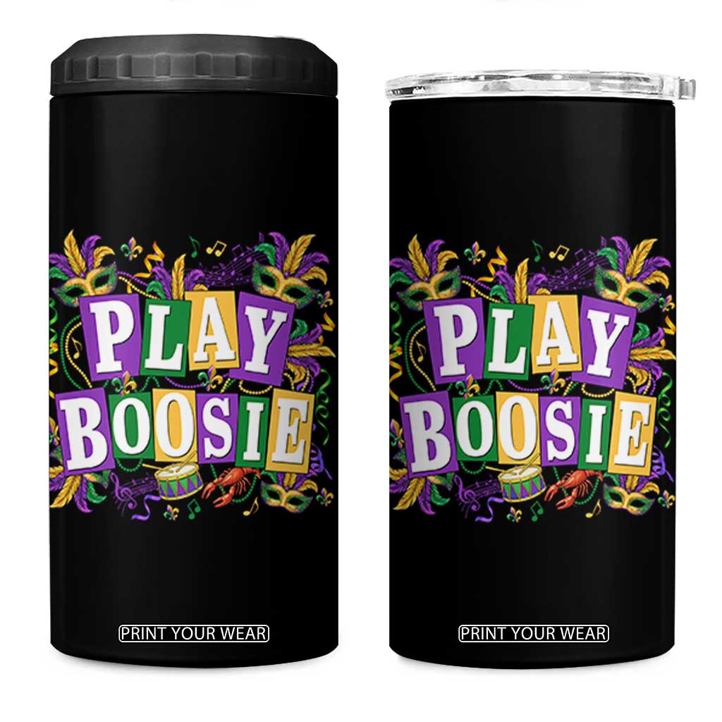 Funny Play Boosie Mardi Gras 4 in 1 Can Cooler Tumbler Fat Tuesday Carnival Fleur De Lis Music TS11 One Size: 16 oz Black Print Your Wear
