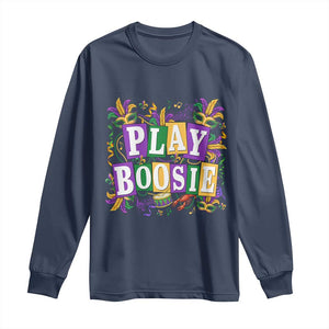 Funny Play Boosie Mardi Gras Long Sleeve Shirt Fat Tuesday Carnival Fleur De Lis Music TS11 Navy Print Your Wear