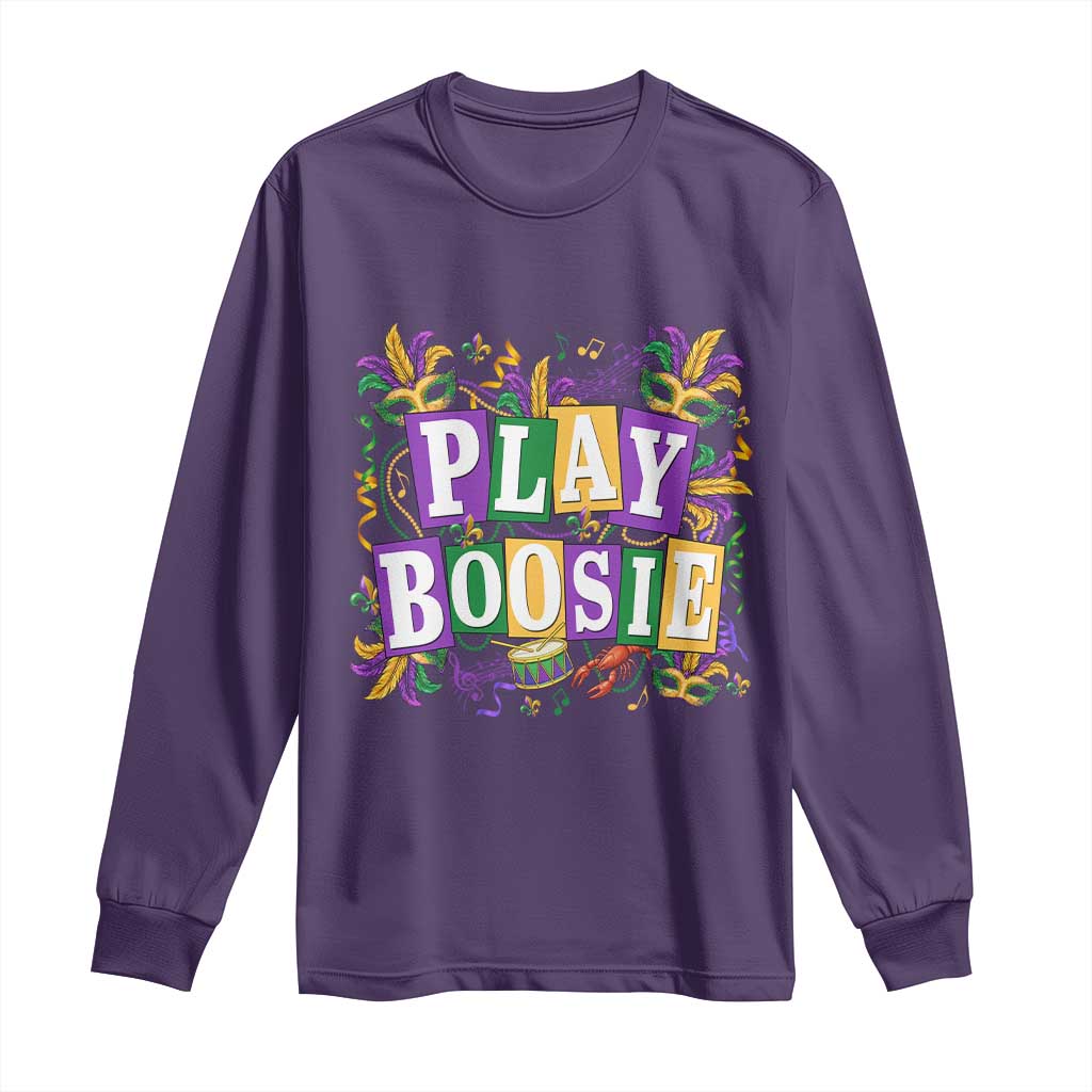 Funny Play Boosie Mardi Gras Long Sleeve Shirt Fat Tuesday Carnival Fleur De Lis Music TS11 Purple Print Your Wear