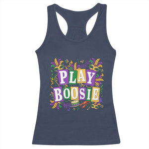 Funny Play Boosie Mardi Gras Racerback Tank Top Fat Tuesday Carnival Fleur De Lis Music TS11 Navy Print Your Wear