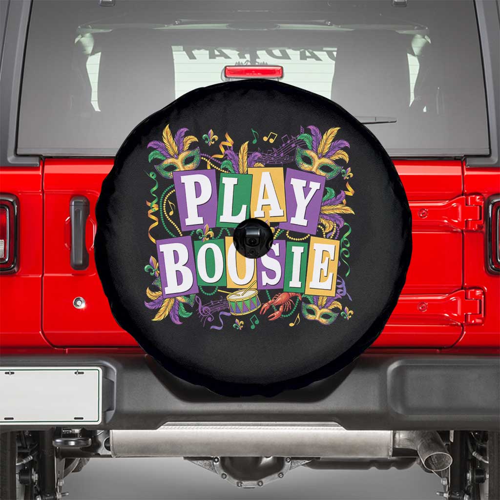 Funny Play Boosie Mardi Gras Spare Tire Cover Fat Tuesday Carnival Fleur De Lis Music TS11 Black Print Your Wear