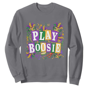 Funny Play Boosie Mardi Gras Sweatshirt Fat Tuesday Carnival Fleur De Lis Music TS11 Charcoal Print Your Wear